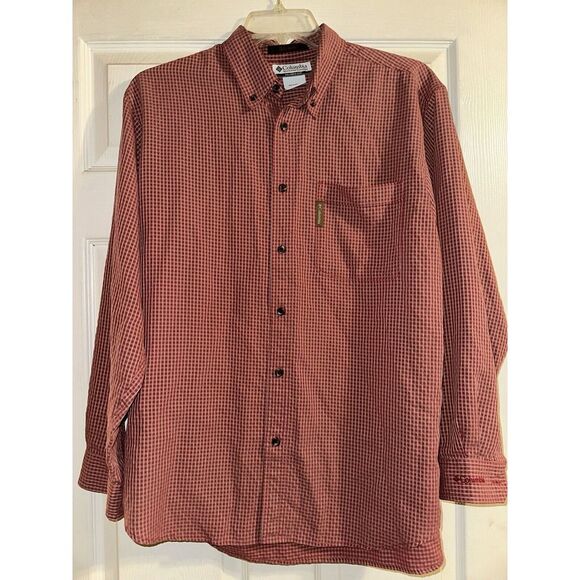 Columbia Shirt Mens L Checked Business Casual Long Sleeve Button Up Point Collar - Picture 1 of 9